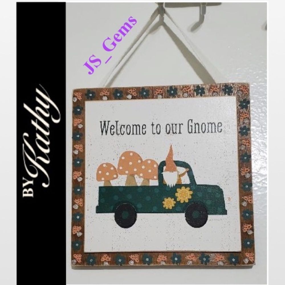 New 2D Gnome Welcome Home Wood Sign